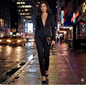 Tufi Duek New Jumpsuit 90s Catsuit Animal Print Bodysuit Metallic Shimmer